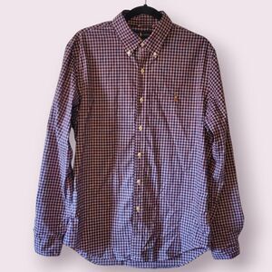 Ralph Lauren Men’s Button Down Shirt Men's Large Long Sleeve Red Blue Plaid EUC